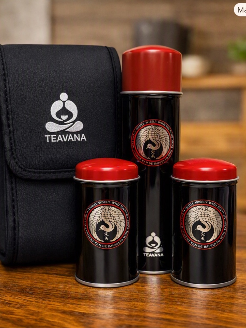 Teavana Black and Red Travel Tea Infuser, Tea Canisters, and Carry Bag Set